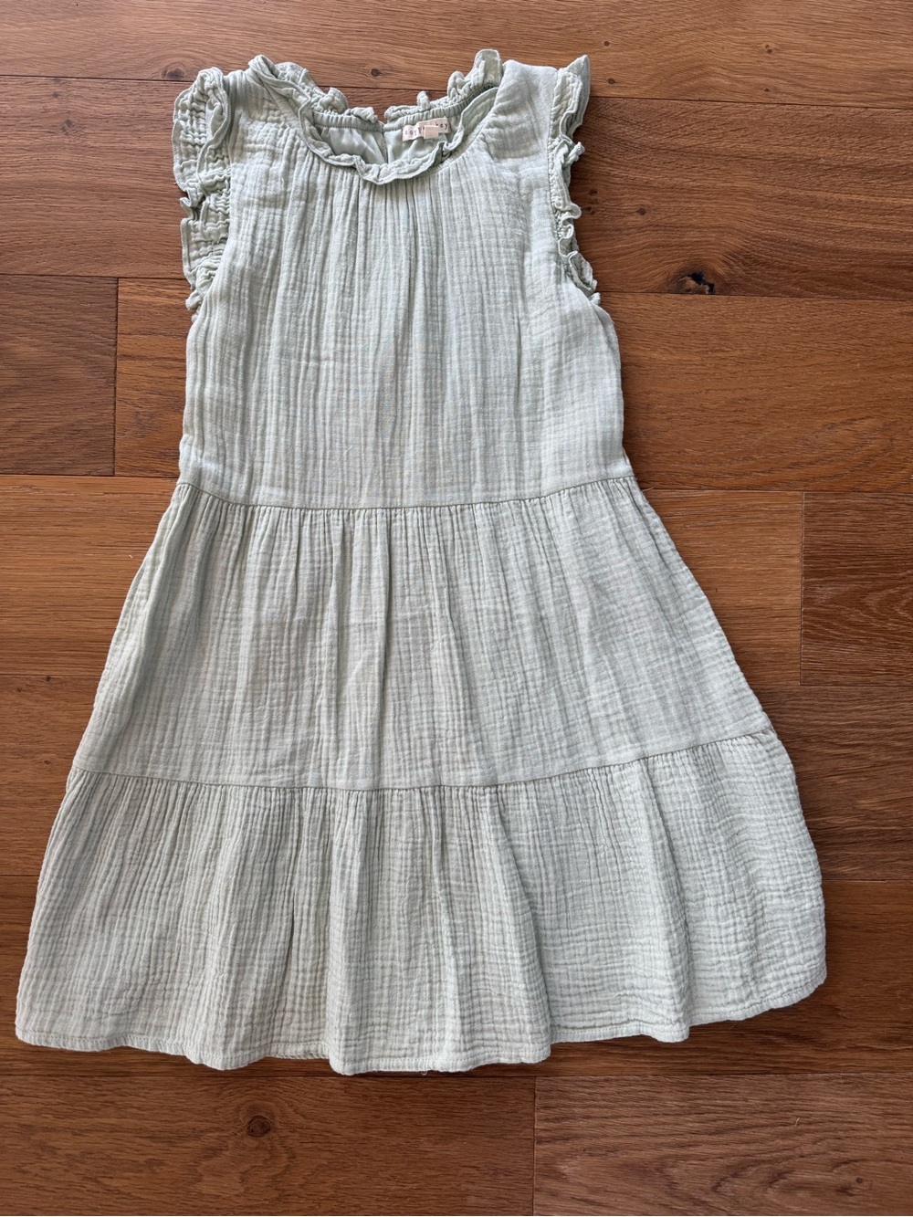 Copper Key Pale Sage Ruffle Tiered Cotton Dress